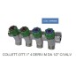 COLLETTORE OTTONE MF 1"00 con 4 DERIVAZIONI 1/2"M  Con Rubinetti