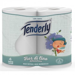 TENDERLY - TENDERLY CARTA IGIENICA FIOR DI LINO Kilometrica 2Veli 4Rotoli - a soli 2,40 € su FESEA online - fesea.shop