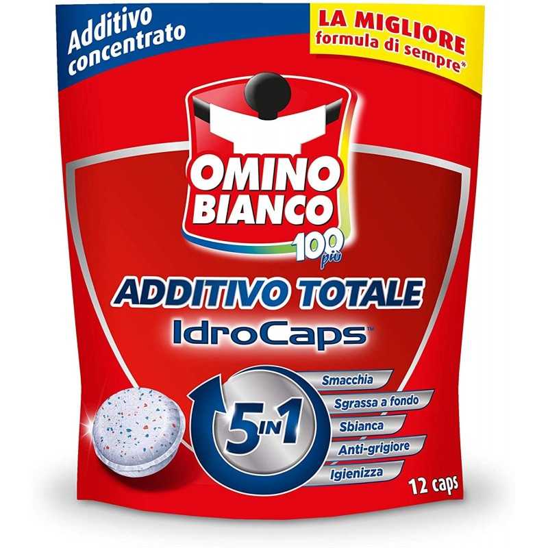 OMINO BIANCO - OMINO BIANCO 100più 5in1 ADDITIVO concentrato IDROCAPS Smacchia- Sgrassa a fonfo- Sbianca- Anti-grigiore- Igie...