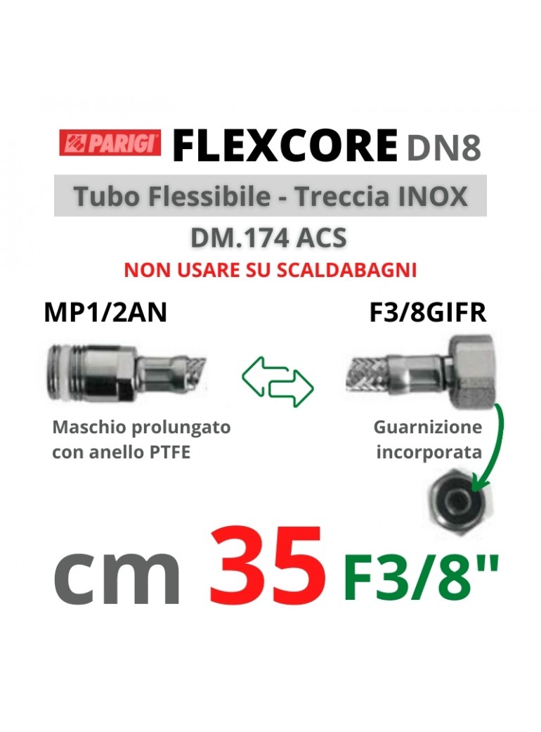 FLESSIBILE M1/2"xF3/8"  35cm FLEXCORE  CX8757103501