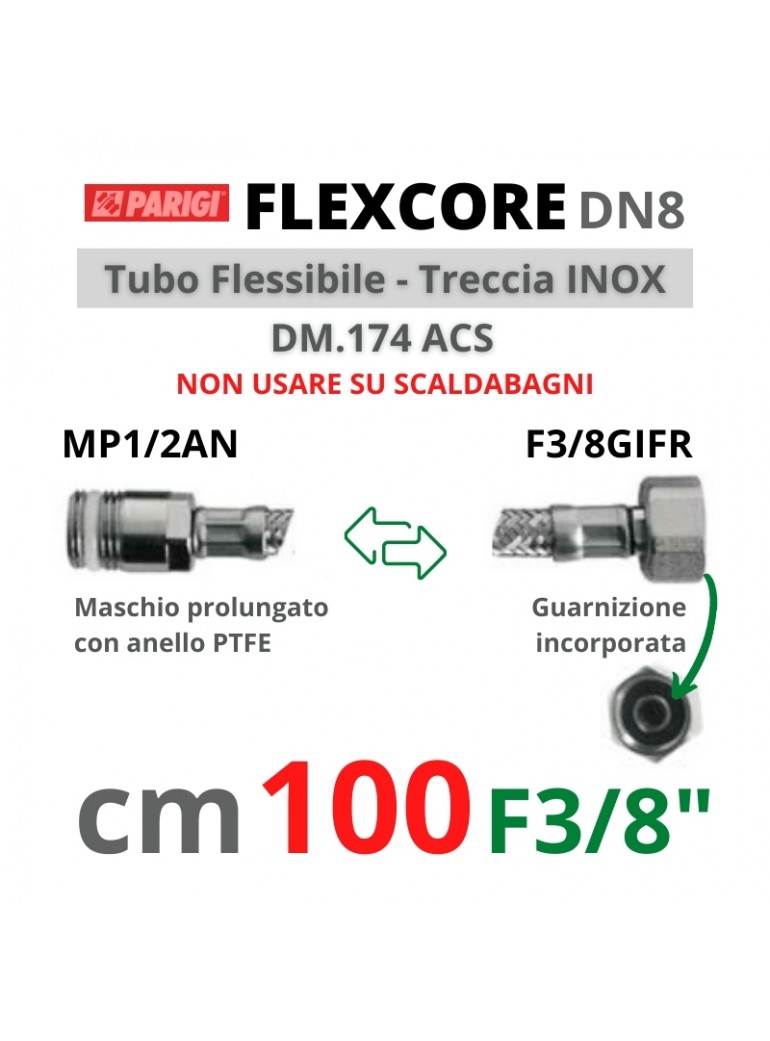 FLESSIBILE INOX M1/2"xF3/8" 100cm FLEXCORE  CX8757110001