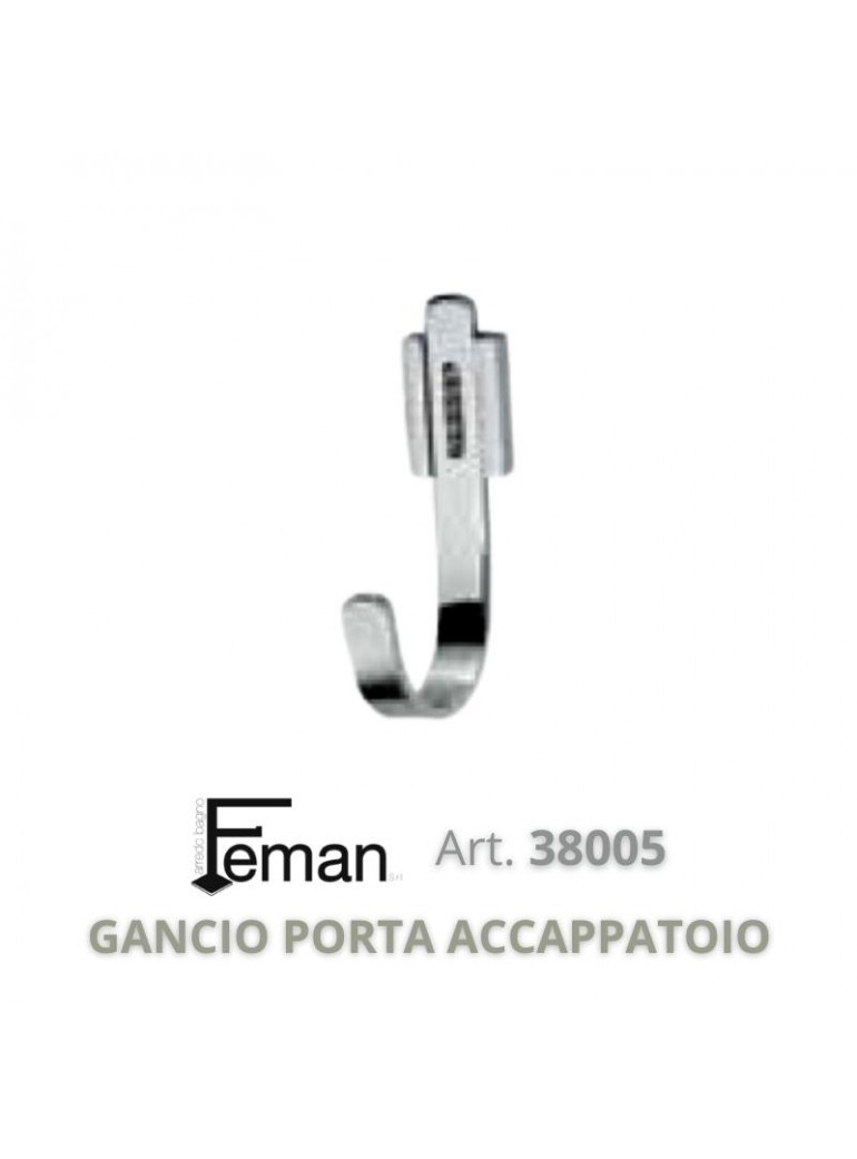 FEMAN - Serie Accessori DAMA con STRASS GANCIO PORTA ACCAPPATOIO (Cromo / Vetro) - su FESEA online - fesea.shop