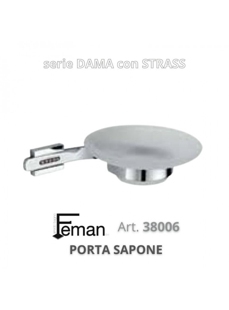 FEMAN - Serie Accessori DAMA con STRASS PORTA SAPONE (Cromo / Vetro) - su FESEA online - fesea.shop