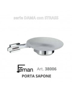 FEMAN - Serie Accessori DAMA con STRASS PORTA SAPONE (Cromo / Vetro) - su FESEA online - fesea.shop
