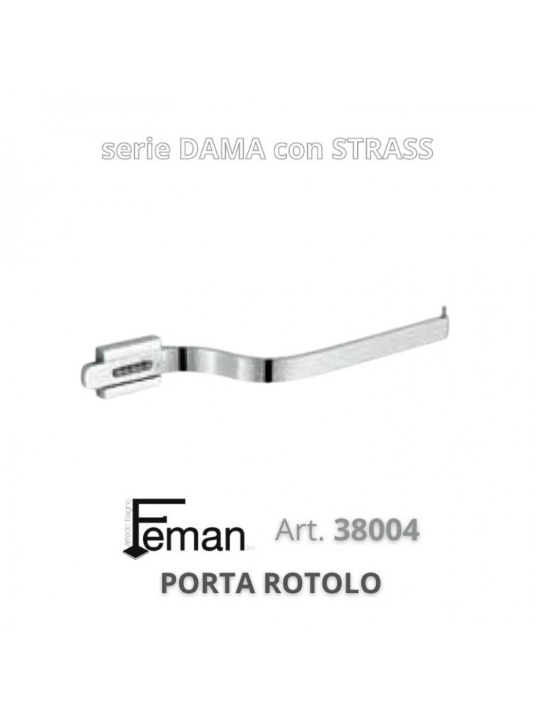 FEMAN - Serie Accessori DAMA con STRASS PORTA ROTOLO (Cromo / Vetro) - su FESEA online - fesea.shop