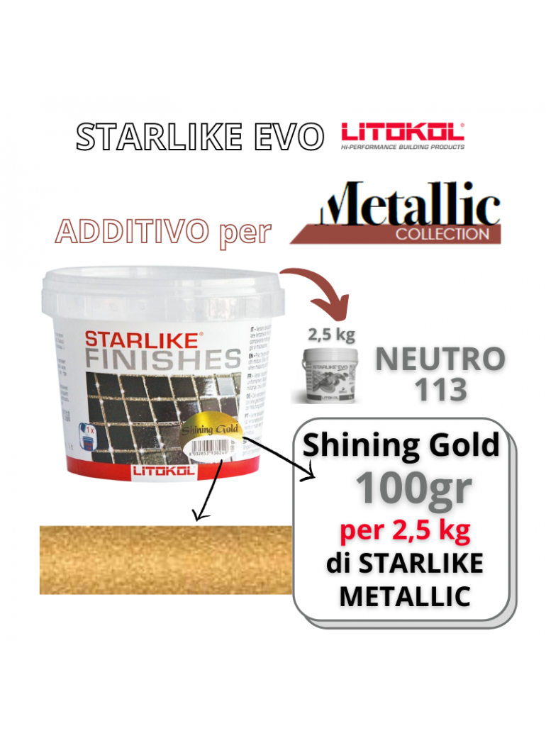 LITOKOL - Additivo Shining Gold 100gr METALLIC Collection per STARLIKE EVO 2,5 kg - a soli 26,00 € su FESEA online - fesea.shop