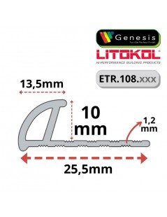 DIMENSIONI PROFILO in PVC ARROTONDATO 10mmColore:  BIANCO (01)Lunghezza MT: 2,50 - Genesis