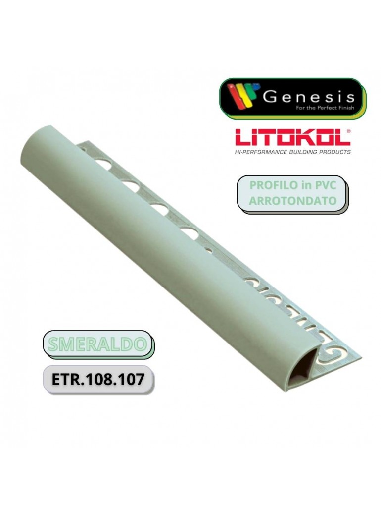 PROFILO in PVC ARROTONDATO 10mmColore:  SMERALDO (107)Lunghezza MT: 2,50