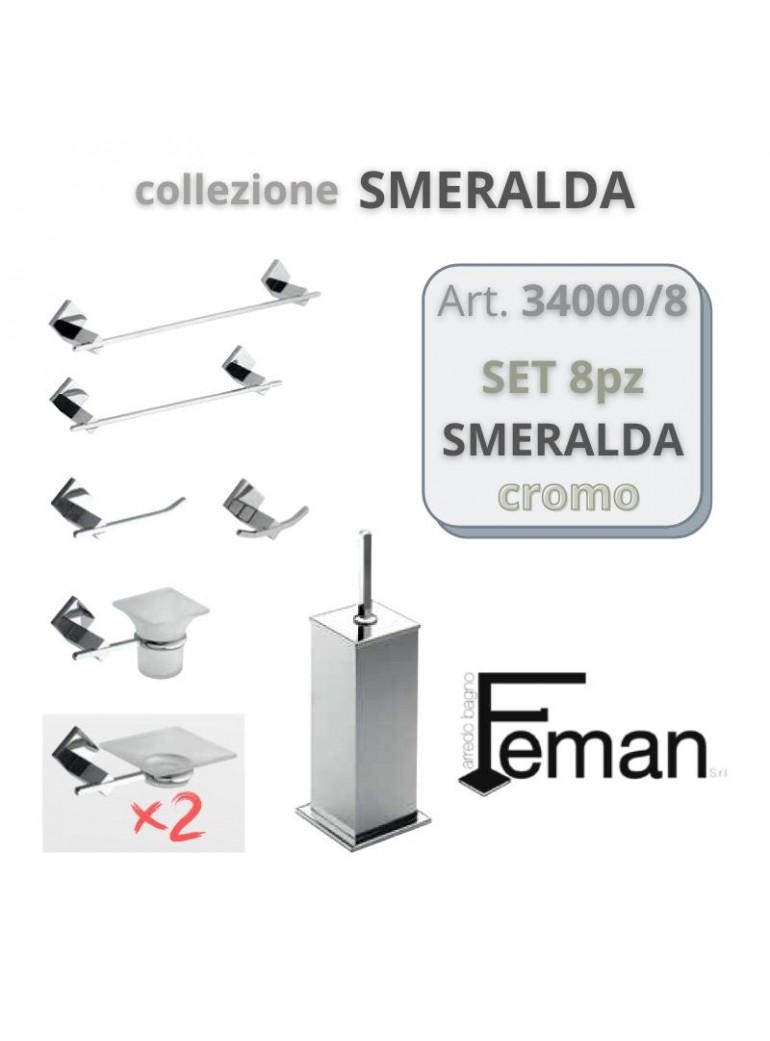 FEMAN - Accessori Bagno Serie SMERALDA SET 8pz BAROCCO cromo - su FESEA online - fesea.shop