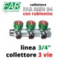 COLLETTORE OTTONE MF 3/4" a 3Vie Con Rubinetti (FAR 3850 34)