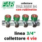 COLLETTORE OTTONE MF 3/4" a 4Vie Con Rubinetti (FAR 3856 34)