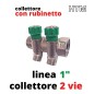 COLLETTORE OTTONE MF 1"00 con 2 DERIVAZIONI 1/2"M  Con Rubinetti