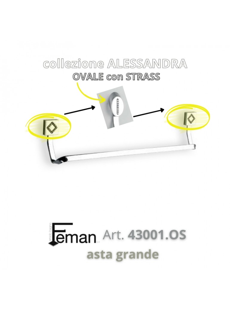 Serie ALESSANDRA Ovale STRASS ASTA GRANDE (Cromo)