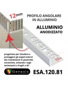 Profilo angolare alluminio 12mm - 250cm Colore:  Alluminio Anodizzato (81)