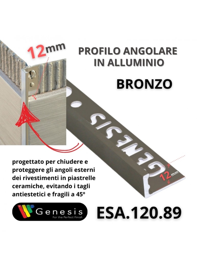 Profilo angolare alluminio 12mm - 250cm Colore:  BRONZO (89)