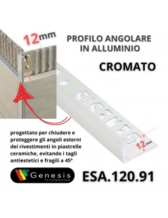 Profilo angolare alluminio 12mm - 250cm Colore:  CROMATO (91)