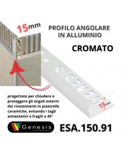 Profilo angolare alluminio 15mm - 250cm Colore:  CROMATO (91)