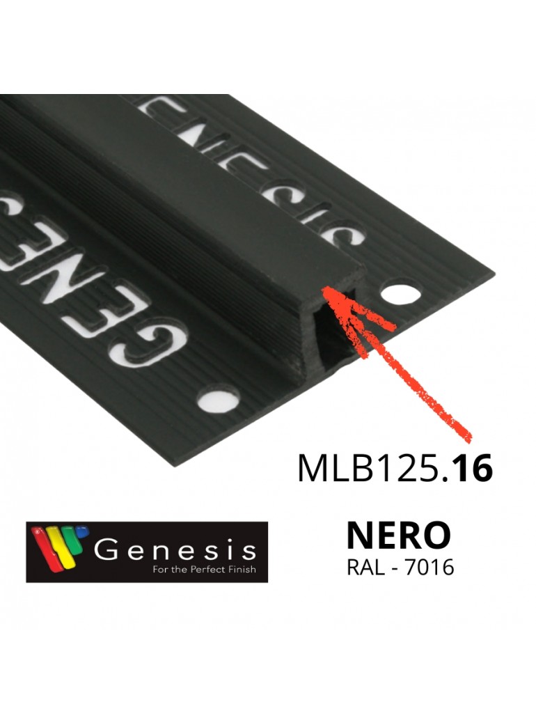 MLB125.16 – Giunto di Dilatazione in PVC per Traffico Leggero (Genesis) – Altezza 12,5 mm – Lunghezza 2,5 m – NERO