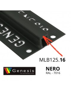 MLB125.16 – Giunto di Dilatazione in PVC per Traffico Leggero (Genesis) – Altezza 12,5 mm – Lunghezza 2,5 m – NERO
