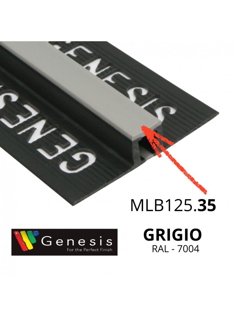 MLB125.35 – Giunto di Dilatazione in PVC per Traffico Leggero (Genesis) – Altezza 12,5 mm – Lunghezza 2,5 m – GRIGIO