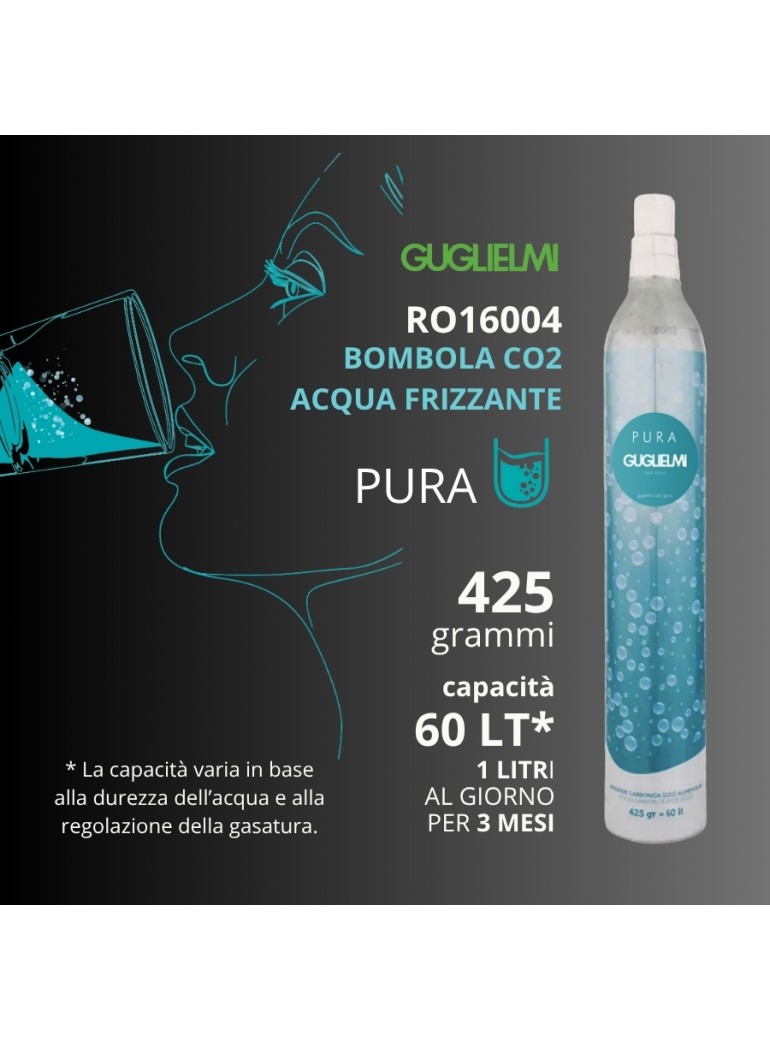 GUGLIELMI - RO16004 - Bombola CO2 da 425gr (PURA Naturale) - su FESEA online - fesea.shop