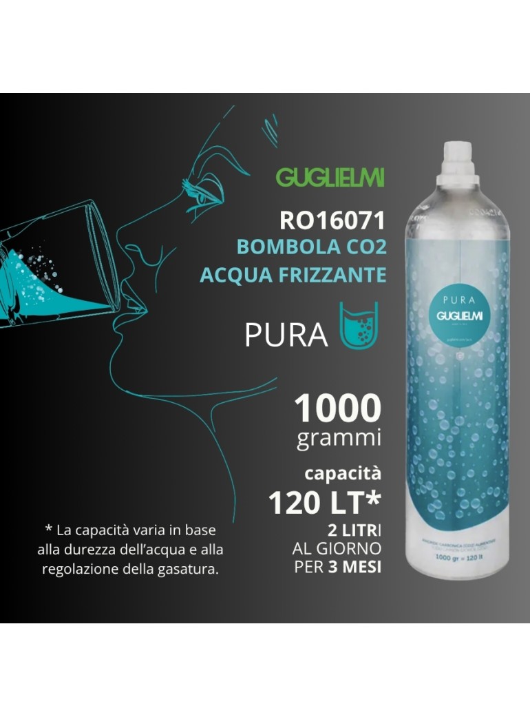GUGLIELMI - RO16071 - Bombola CO2 da 1000gr (PURA Naturale) - su FESEA online - fesea.shop