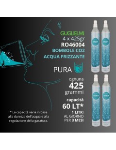 GUGLIELMI - RO46004 - Confezione 4 Bombole CO2 da 425gr (PURA Naturale) - su FESEA online - fesea.shop