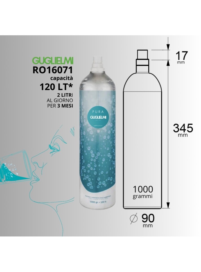 GUGLIELMI - RO16071 - Bombola CO2 da 1000gr (PURA Naturale) - su FESEA online - fesea.shop