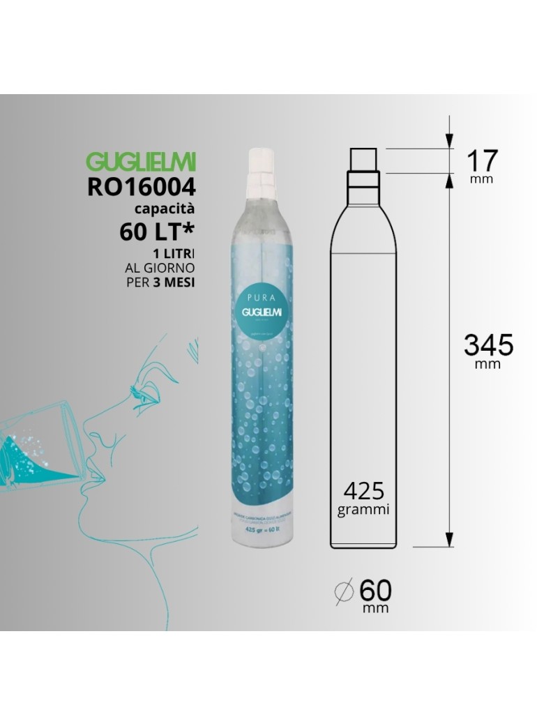 GUGLIELMI - RO16004 - Bombola CO2 da 425gr (PURA Naturale) - su FESEA online - fesea.shop