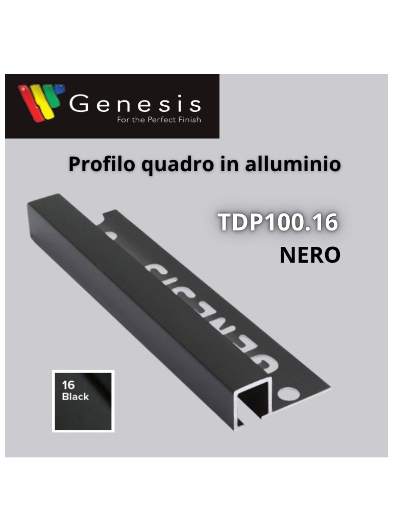 TDP100.16 -  PROFILO QUADRO Alluminio 10mm X 10mm - 250cm Nero (Genesis)