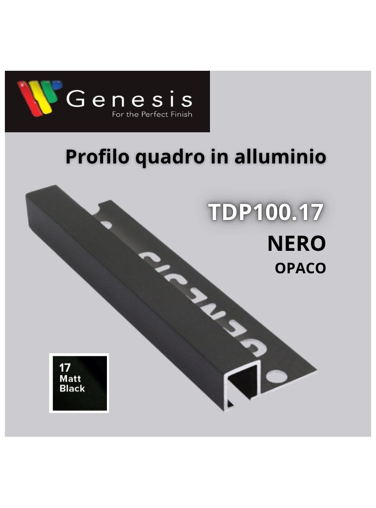 TDP100.17 -  PROFILO QUADRO Alluminio 10mm X 10mm - 250cm Nero Opaco (Genesis)