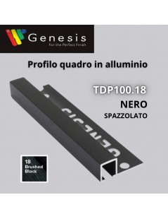 TDP100.18 -  PROFILO QUADRO Alluminio 10mm X 10mm - 250cm Nero Spazzolato (Genesis)