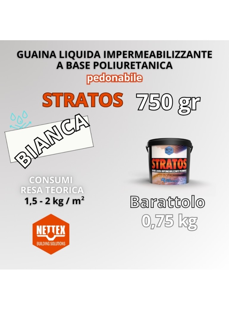 STRATOS - 0,75 KG Guaina Liquida BIANCA Pedonabile