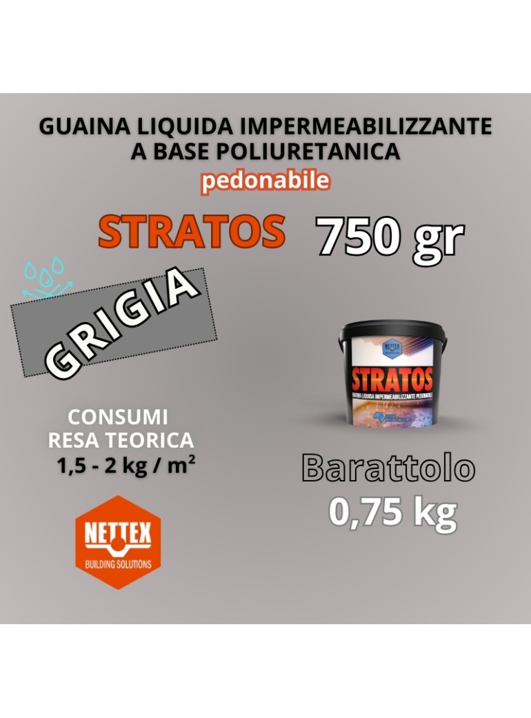 STRATOS - 0,75 KG Guaina Liquida GRIGIA Pedonabile