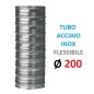 TUBO FLESSIBILE INOX Ø 200mm Doppia Parete, Spessore: my 120 P. Interna: in Acciaio INOX aisi 316 P. Esterna: in Acciaio INOX a